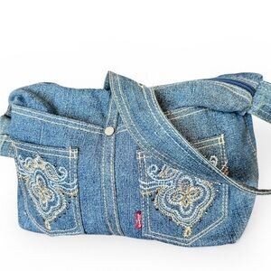 Levi’s Upcycled Denim shoulder bag embroidered BoHo Y2K purse